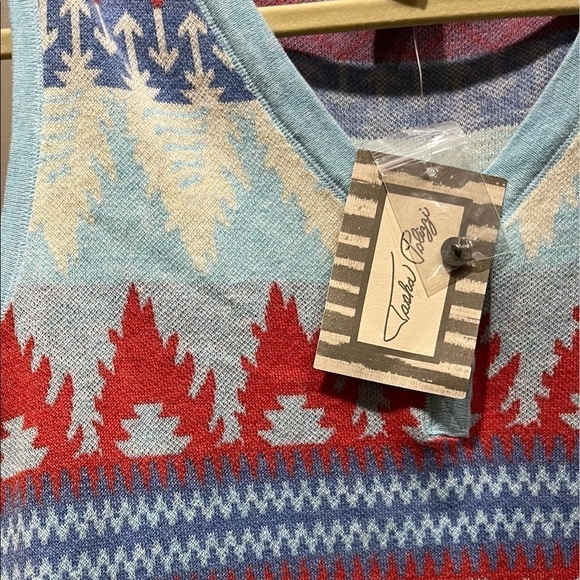 Tasha Polizzi “Sonoma” Aztec Sweater Dress NWT 100% Cotton Blue & Cream Sz S - Picture 9 of 11